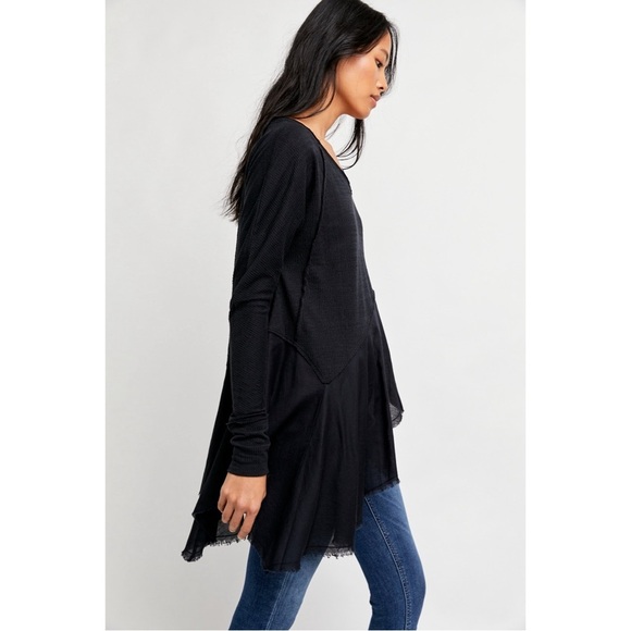 FREE PEOPLE Black Comin In Hot Tunic Top - Picture 2 of 6